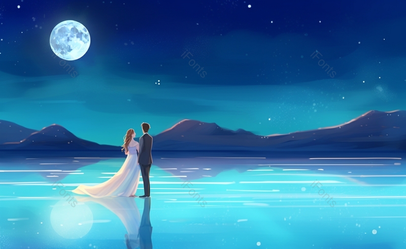 情人节月亮星空拥抱恋人侣插画,插画/手绘图,插画/手绘图库,插画/手绘图下载,插画/手绘